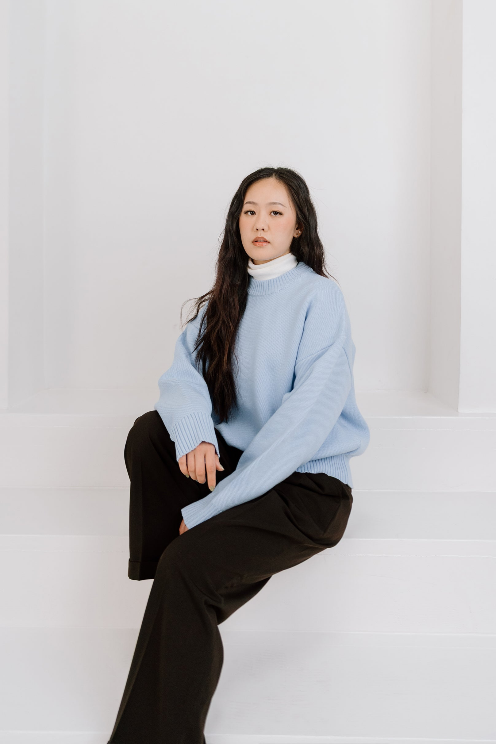 knit sweater - glacier