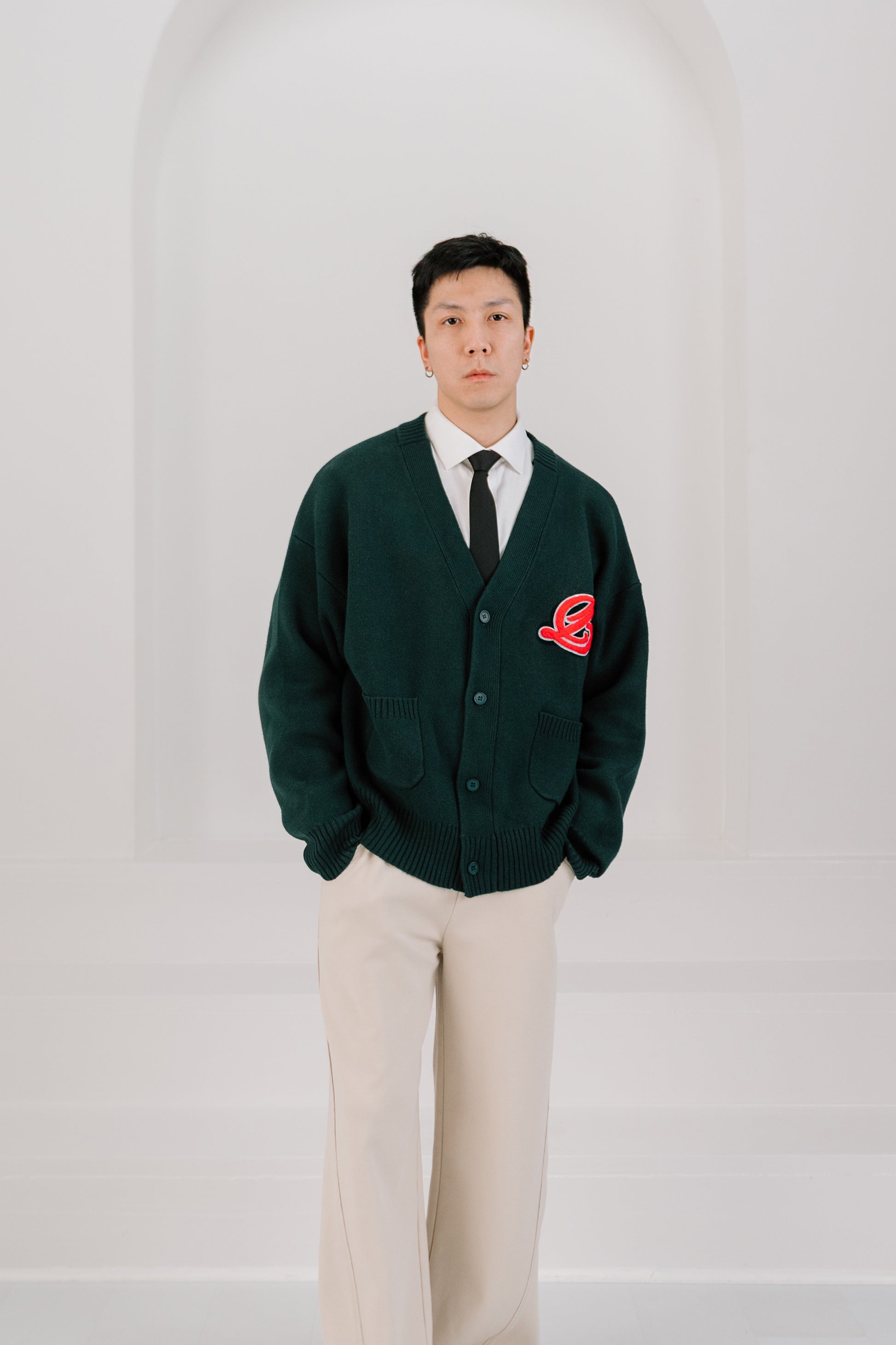 academy cardigan - emerald green