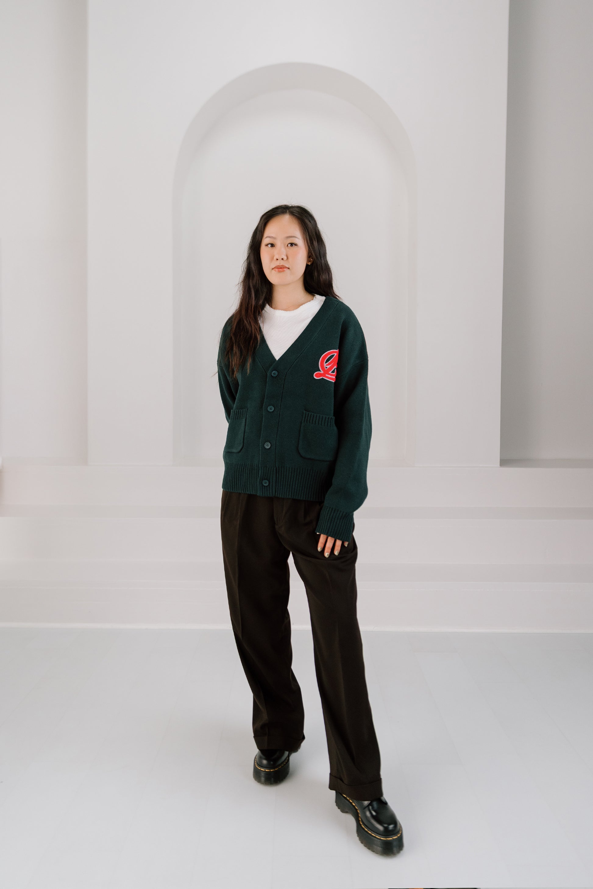 academy cardigan - emerald green