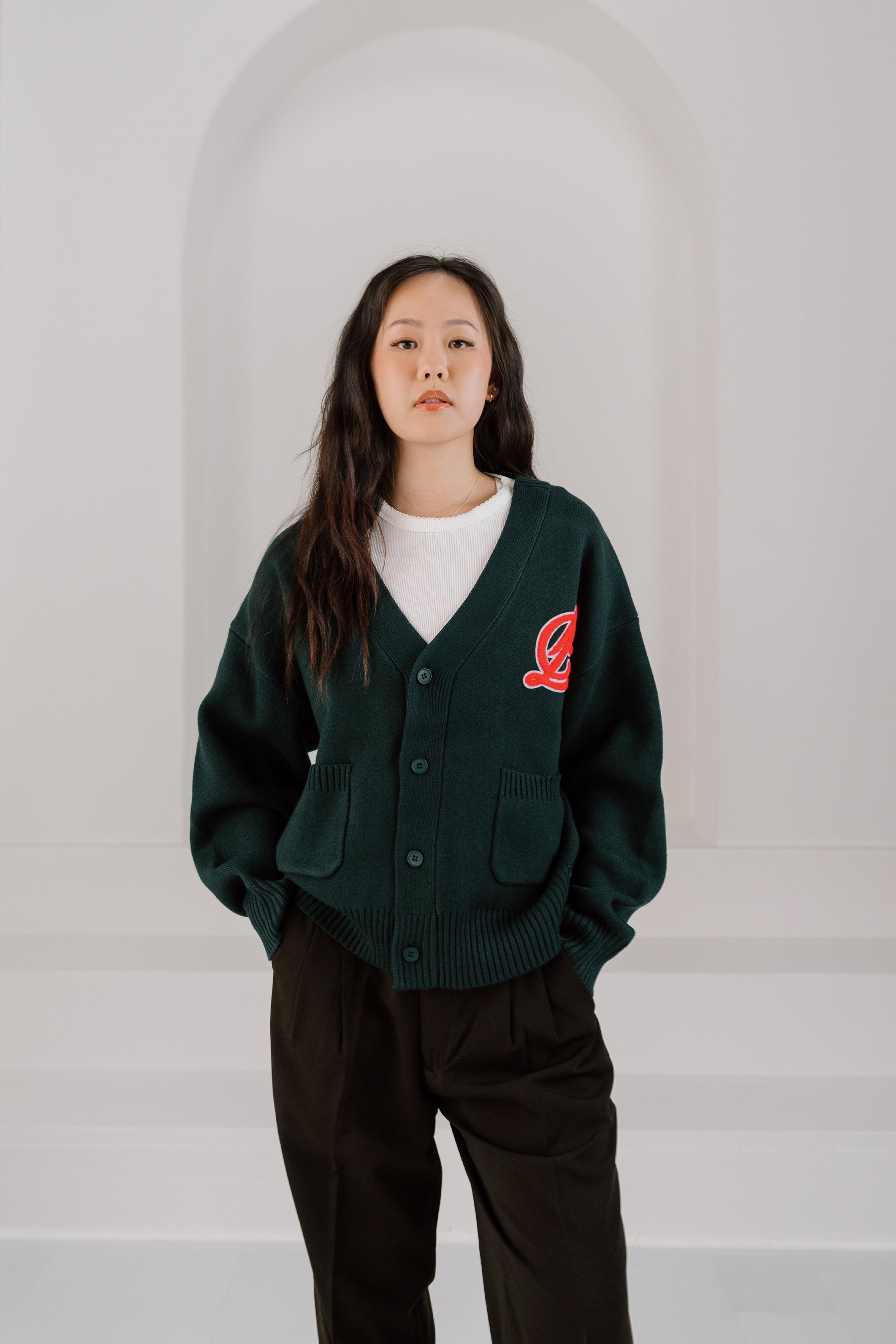 academy cardigan - emerald green