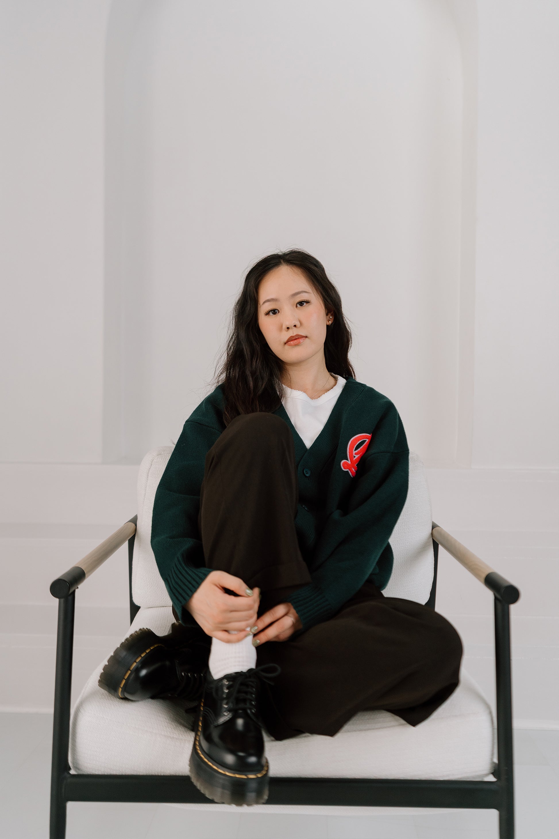 academy cardigan - emerald green