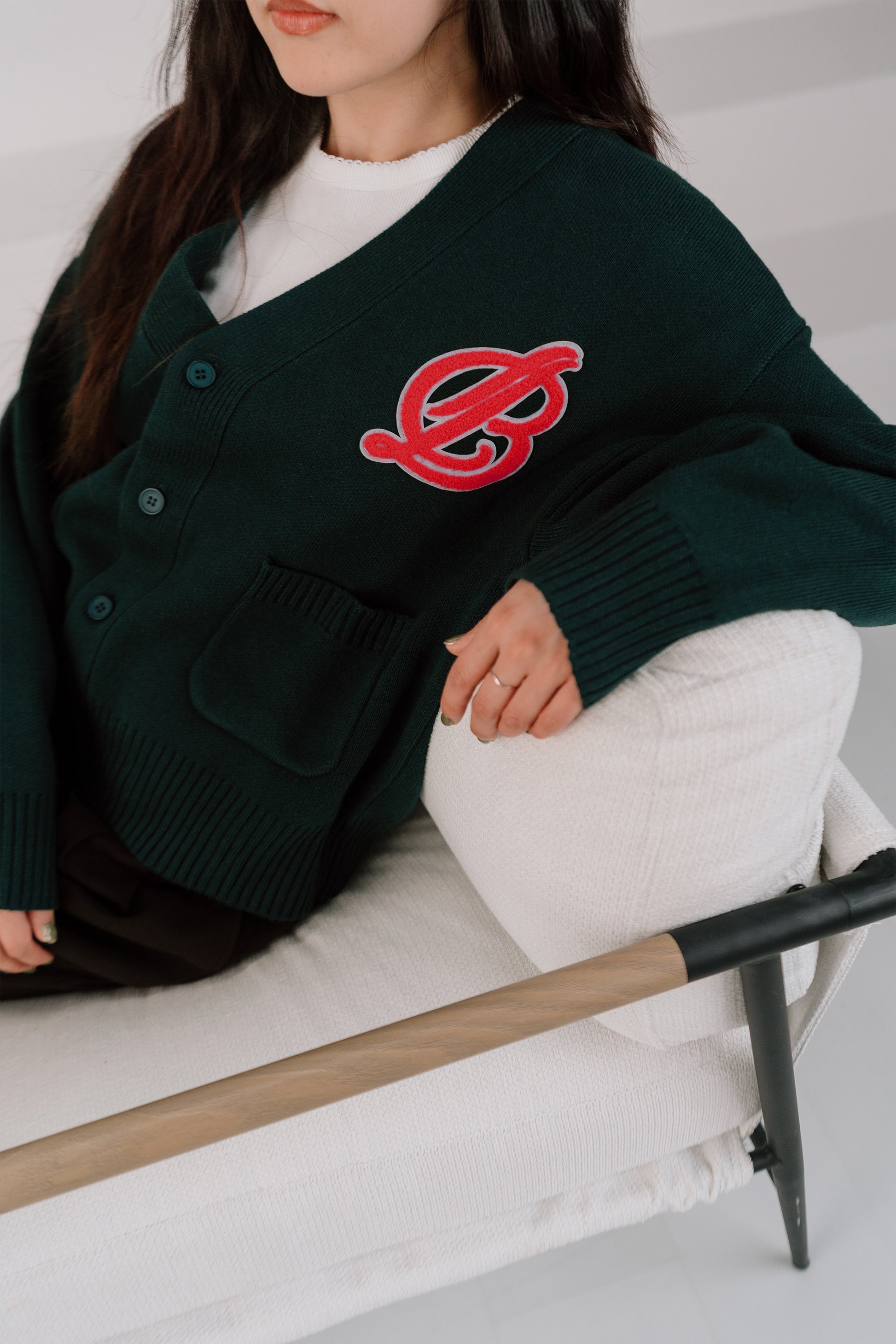 academy cardigan - emerald green