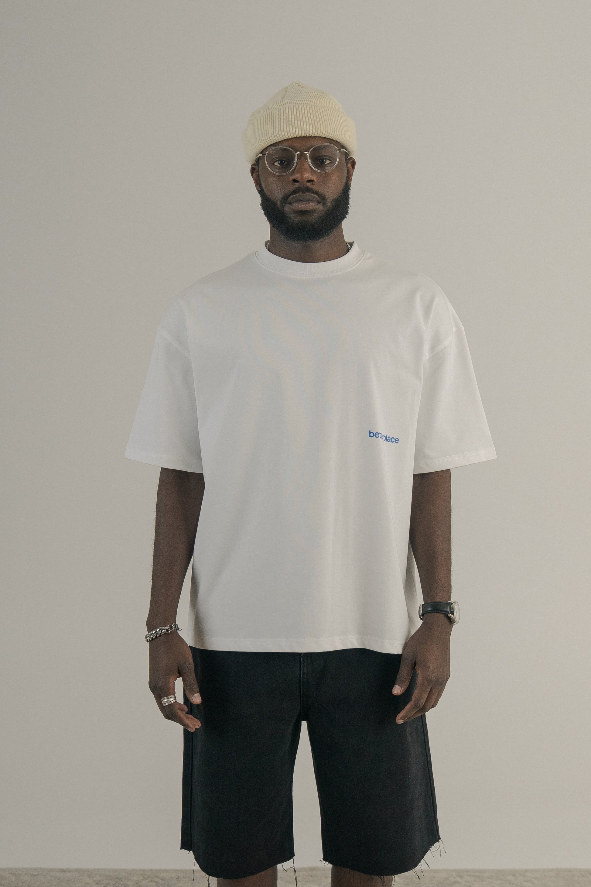 oversized tee - white/blue