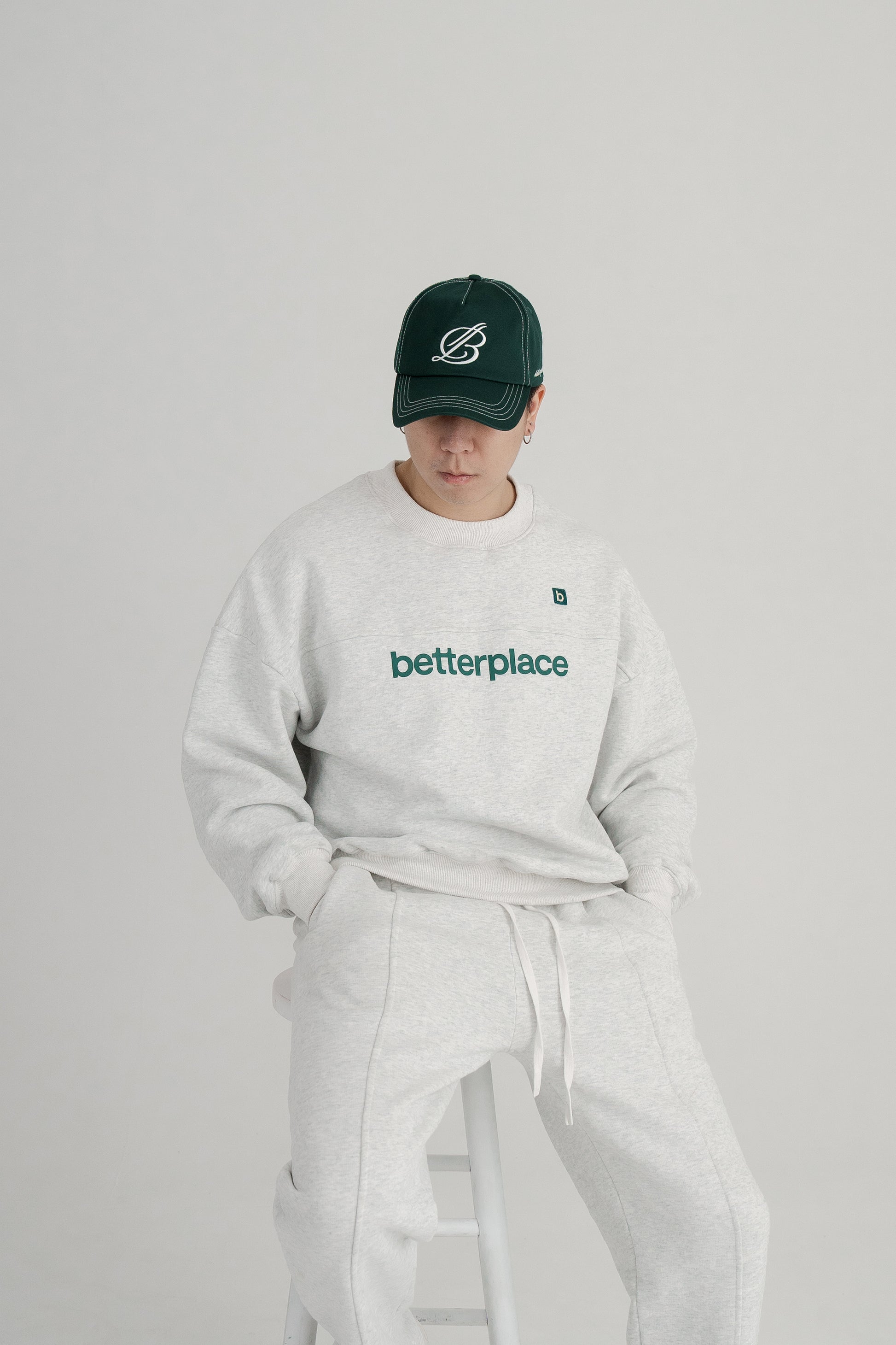 monogram hat - emerald green