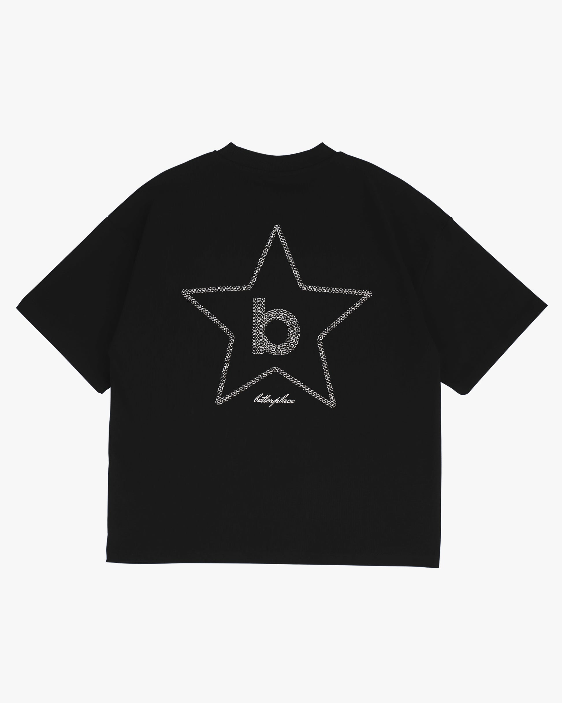 boxy tee - embroidered star black