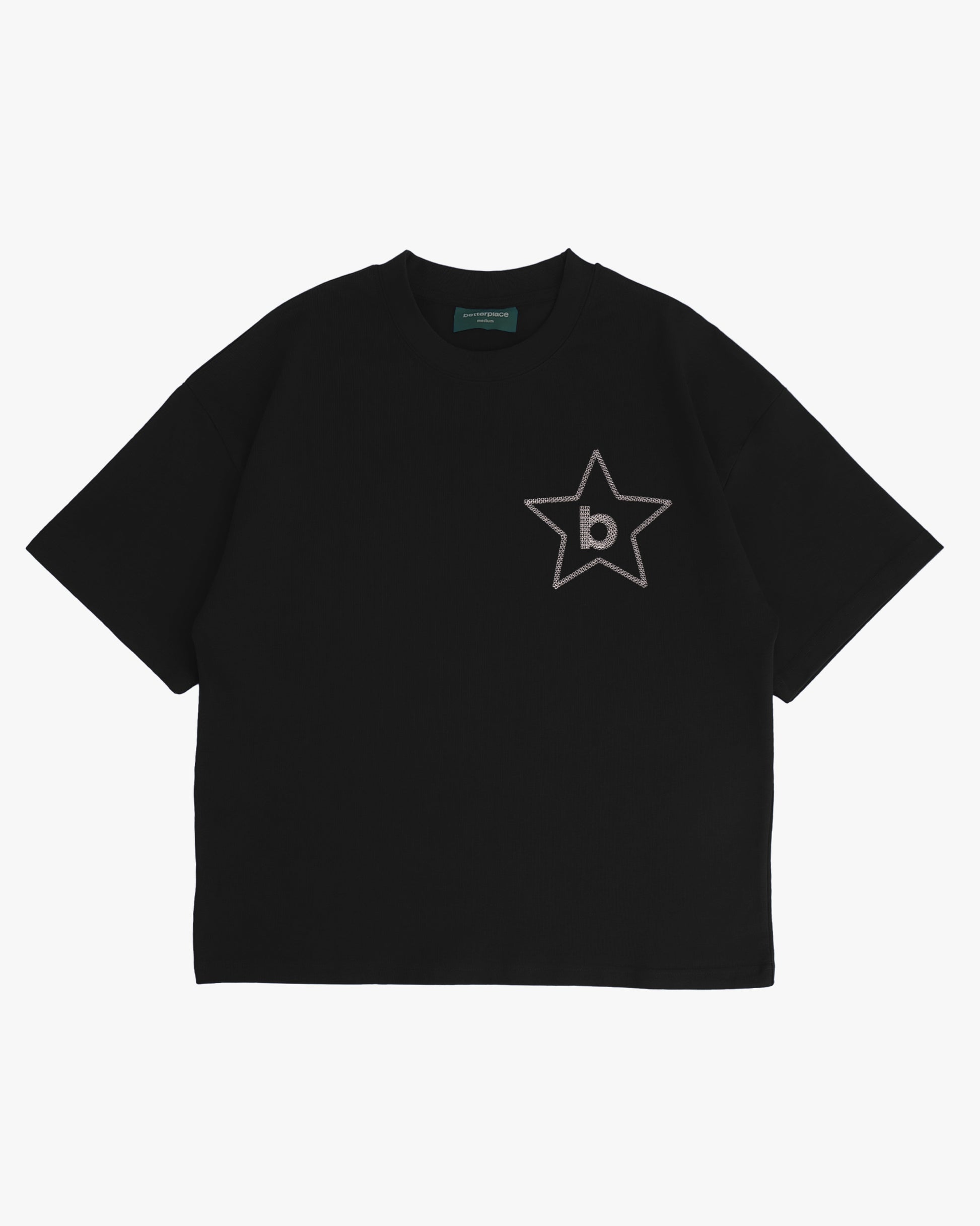 boxy tee - embroidered star black