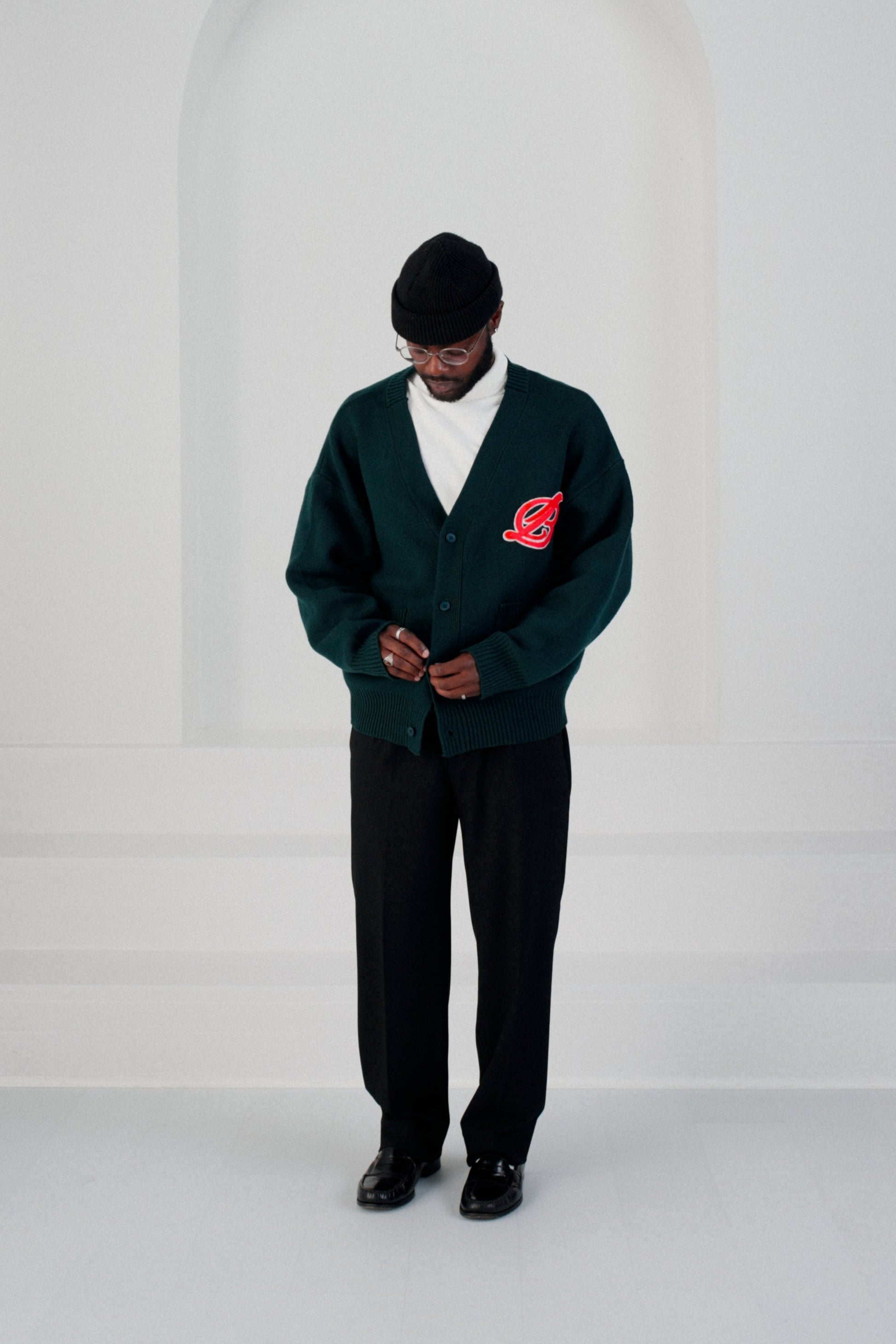 academy cardigan - emerald green