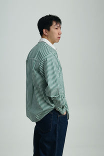 poplin shirt - striped/green
