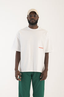 logo box tee - white/crimson