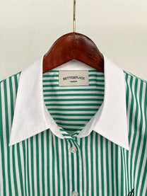 poplin shirt - striped/green