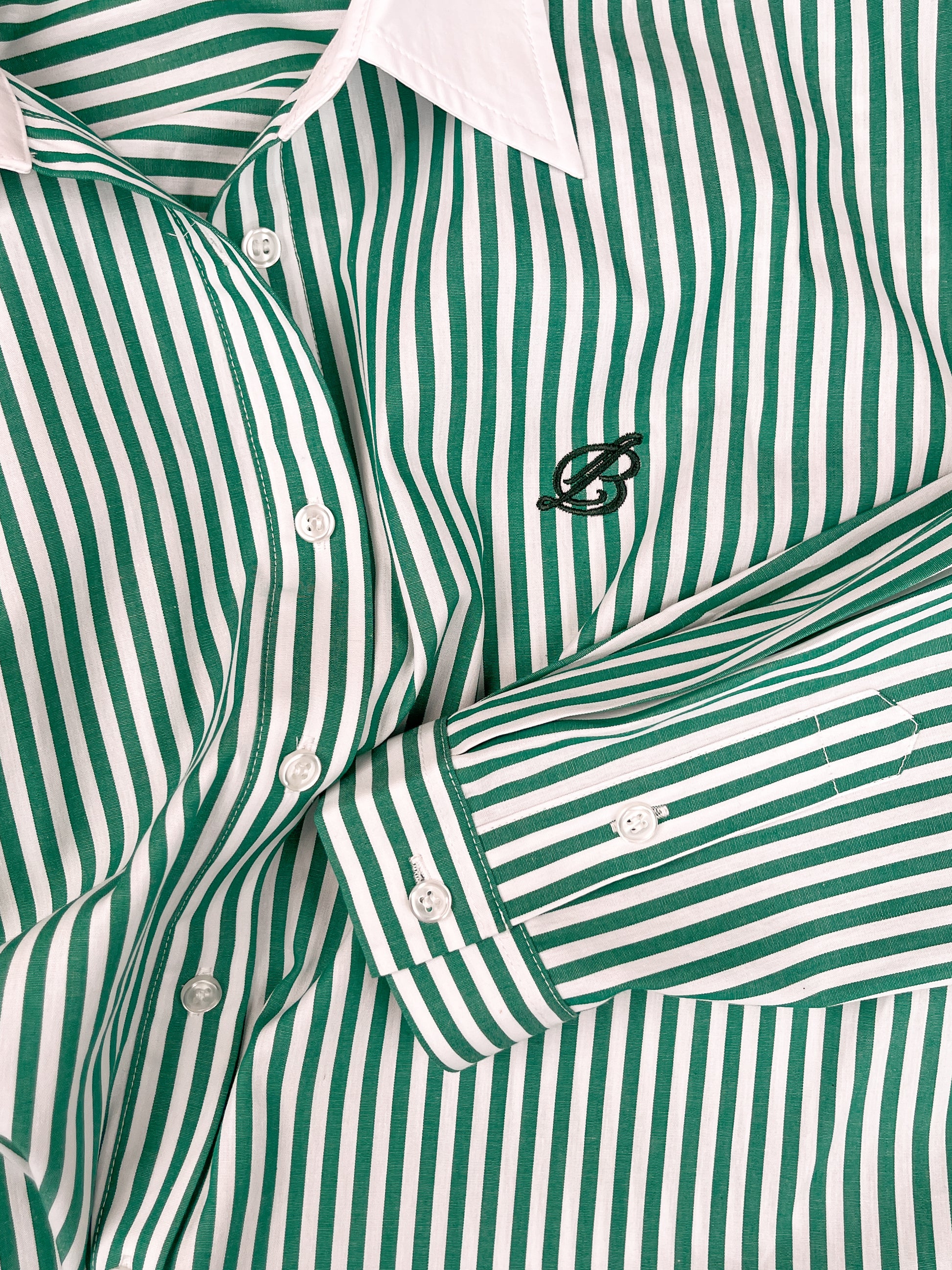 poplin shirt - striped/green