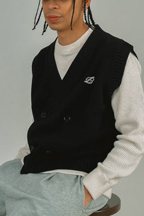 double breasted knit vest