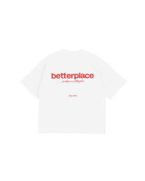 logo box tee - white/crimson