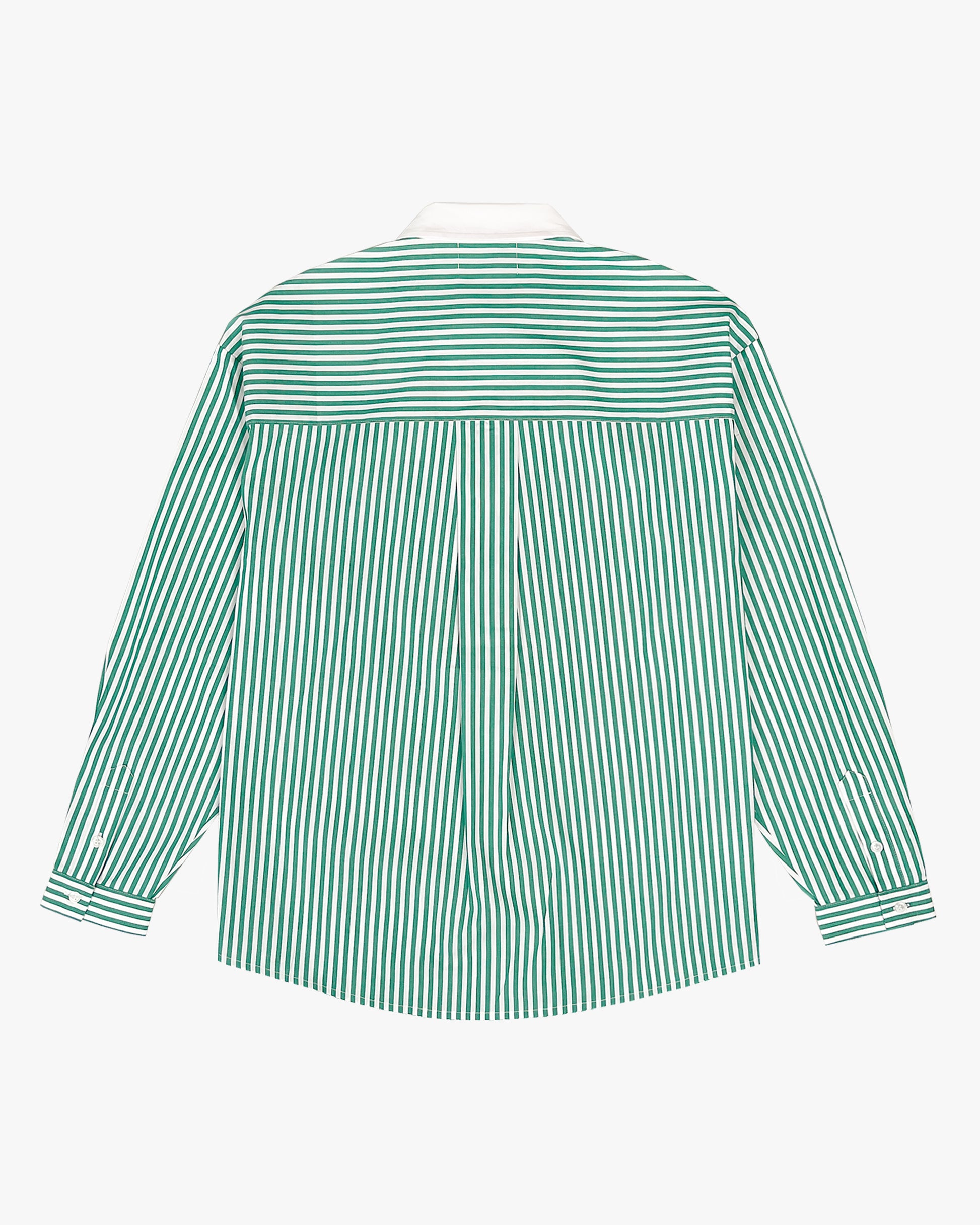 poplin shirt - striped/green
