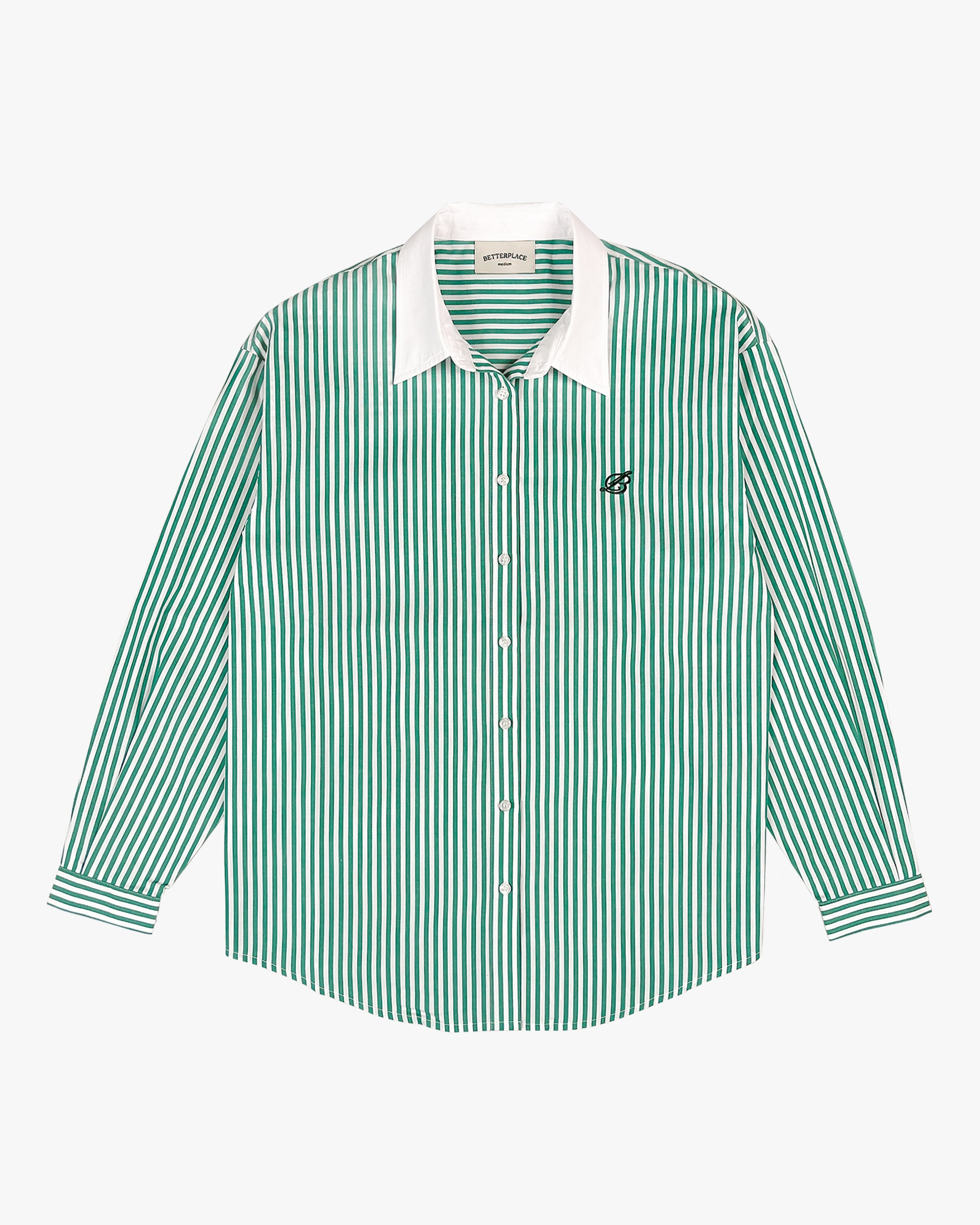 poplin shirt - striped/green
